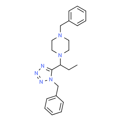 ChemSpider 2D Image | 1-Benzyl-4-[1-(1-benzyl-1H-tetrazol-5-yl)propyl]piperazine | C22H28N6