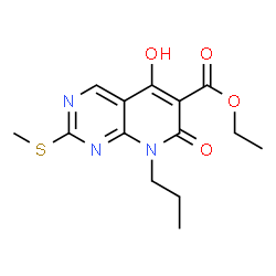 ChemSpider 2D Image | ethyl 5-hydroxy-2-(methylsulfanyl)-7-oxo-8-propyl-7H,8H-pyrido[2,3-d]pyrimidine-6-carboxylate | C14H17N3O4S