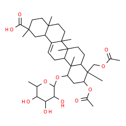 ChemSpider 2D Image | 3,23-Diacetoxy-1-[(6-deoxyhexopyranosyl)oxy]olean-12-en-29-oic acid | C40H62O11