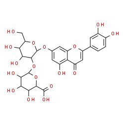 ChemSpider 2D Image | 2-(3,4-Dihydroxyphenyl)-5-hydroxy-4-oxo-4H-chromen-7-yl 2-O-hexopyranuronosylhexopyranoside | C27H28O17