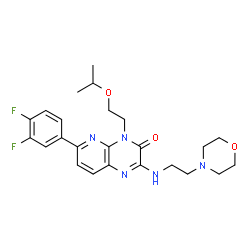 ChemSpider 2D Image | 6-(3,4-Difluorophenyl)-4-(2-isopropoxyethyl)-2-{[2-(4-morpholinyl)ethyl]amino}pyrido[2,3-b]pyrazin-3(4H)-one | C24H29F2N5O3