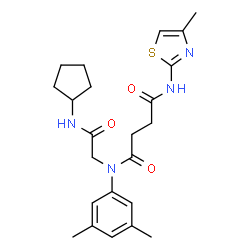 ChemSpider 2D Image | N-[2-(Cyclopentylamino)-2-oxoethyl]-N-(3,5-dimethylphenyl)-N'-(4-methyl-1,3-thiazol-2-yl)succinamide | C23H30N4O3S