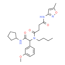 ChemSpider 2D Image | N-Butyl-N-[2-(cyclopentylamino)-1-(3-methoxyphenyl)-2-oxoethyl]-N'-(5-methyl-1,2-oxazol-3-yl)succinamide | C26H36N4O5