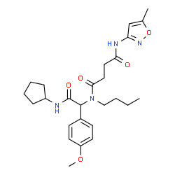 ChemSpider 2D Image | N-Butyl-N-[2-(cyclopentylamino)-1-(4-methoxyphenyl)-2-oxoethyl]-N'-(5-methyl-1,2-oxazol-3-yl)succinamide | C26H36N4O5