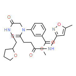 ChemSpider 2D Image | Methyl 3-({4-[(5-methyl-1,2-oxazol-3-yl)amino]-4-oxobutanoyl}{2-oxo-2-[(tetrahydro-2-furanylmethyl)amino]ethyl}amino)benzoate | C23H28N4O7