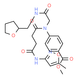ChemSpider 2D Image | Methyl 4-({4-[(5-methyl-1,2-oxazol-3-yl)amino]-4-oxobutanoyl}{2-oxo-2-[(tetrahydro-2-furanylmethyl)amino]ethyl}amino)benzoate | C23H28N4O7