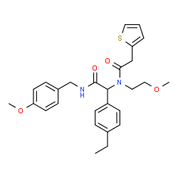ChemSpider 2D Image | N-{1-(4-Ethylphenyl)-2-[(4-methoxybenzyl)amino]-2-oxoethyl}-N-(2-methoxyethyl)-2-(2-thienyl)acetamide | C27H32N2O4S