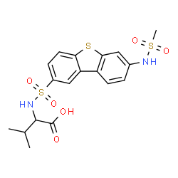ChemSpider 2D Image | N-({7-[(Methylsulfonyl)amino]dibenzo[b,d]thiophen-2-yl}sulfonyl)valine | C18H20N2O6S3