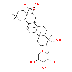ChemSpider 2D Image | 16,23-Dihydroxy-3-(pentopyranosyloxy)olean-12-en-28-oic acid | C35H56O9