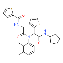 ChemSpider 2D Image | N-(2-{[2-(Cyclopentylamino)-2-oxo-1-(2-thienyl)ethyl](2,3-dimethylphenyl)amino}-2-oxoethyl)-2-thiophenecarboxamide | C26H29N3O3S2