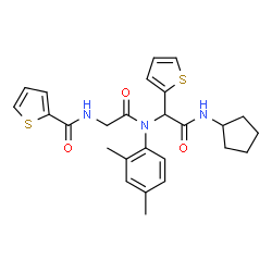 ChemSpider 2D Image | N-(2-{[2-(Cyclopentylamino)-2-oxo-1-(2-thienyl)ethyl](2,4-dimethylphenyl)amino}-2-oxoethyl)-2-thiophenecarboxamide | C26H29N3O3S2