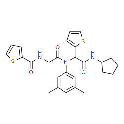 ChemSpider 2D Image | N-(2-{[2-(Cyclopentylamino)-2-oxo-1-(2-thienyl)ethyl](3,5-dimethylphenyl)amino}-2-oxoethyl)-2-thiophenecarboxamide | C26H29N3O3S2