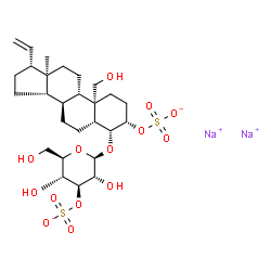 ChemSpider 2D Image | Disodium 19-hydroxy-4-[(3-O-sulfonatohexopyranosyl)oxy]pregn-20-en-3-yl sulfate | C27H42Na2O14S2