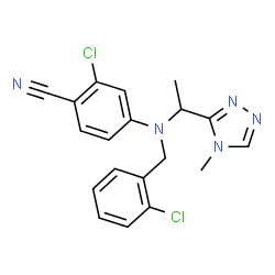 ChemSpider 2D Image | 2-Chloro-4-{(2-chlorobenzyl)[1-(4-methyl-4H-1,2,4-triazol-3-yl)ethyl]amino}benzonitrile | C19H17Cl2N5