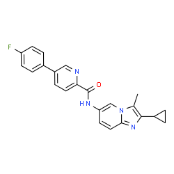 ChemSpider 2D Image | N-(2-Cyclopropyl-3-methylimidazo[1,2-a]pyridin-6-yl)-5-(4-fluorophenyl)-2-pyridinecarboxamide | C23H19FN4O