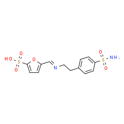 ChemSpider 2D Image | 5-[(E)-{[2-(4-Sulfamoylphenyl)ethyl]imino}methyl]-2-furansulfonic acid | C13H14N2O6S2