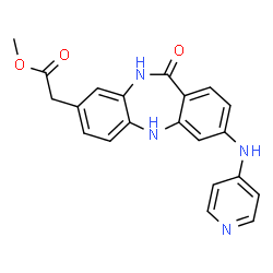 ChemSpider 2D Image | Methyl [11-oxo-3-(4-pyridinylamino)-10,11-dihydro-5H-dibenzo[b,e][1,4]diazepin-8-yl]acetate | C21H18N4O3