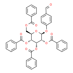 ChemSpider 2D Image | 4-Formylphenyl 2,3,4,6-tetra-O-benzoyl-beta-D-allopyranoside | C41H32O11