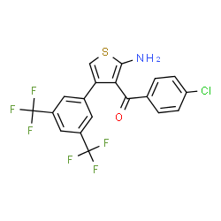 ChemSpider 2D Image | {2-Amino-4-[3,5-bis(trifluoromethyl)phenyl]-3-thienyl}(4-chlorophenyl)methanone | C19H10ClF6NOS