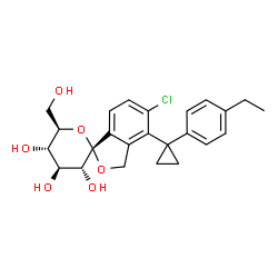 ChemSpider 2D Image | (1S,3'R,4'S,5'S,6'R)-5-Chloro-4-[1-(4-ethylphenyl)cyclopropyl]-6'-(hydroxymethyl)-3',4',5',6'-tetrahydro-3H-spiro[2-benzofuran-1,2'-pyran]-3',4',5'-triol | C24H27ClO6