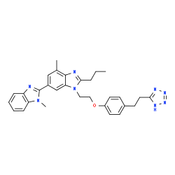 ChemSpider 2D Image | 1,7'-Dimethyl-2'-propyl-3'-(2-{4-[2-(1H-tetrazol-5-yl)ethyl]phenoxy}ethyl)-1H,3'H-2,5'-bibenzimidazole | C30H32N8O