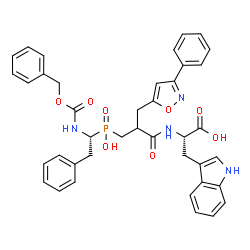 ChemSpider 2D Image | N-(3-{[(1R)-1-{[(Benzyloxy)carbonyl]amino}-2-phenylethyl](hydroxy)phosphoryl}-2-[(3-phenyl-1,2-oxazol-5-yl)methyl]propanoyl)-L-tryptophan | C40H39N4O8P