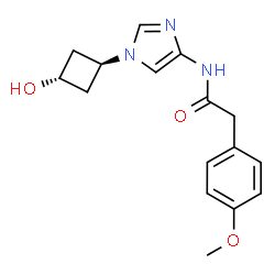 ChemSpider 2D Image | N-[1-(trans-3-Hydroxycyclobutyl)-1H-imidazol-4-yl]-2-(4-methoxyphenyl)acetamide | C16H19N3O3