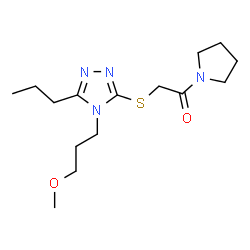 ChemSpider 2D Image | 2-{[4-(3-Methoxypropyl)-5-propyl-4H-1,2,4-triazol-3-yl]sulfanyl}-1-(1-pyrrolidinyl)ethanone | C15H26N4O2S