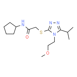 ChemSpider 2D Image | N-Cyclopentyl-2-{[5-isopropyl-4-(2-methoxyethyl)-4H-1,2,4-triazol-3-yl]sulfanyl}acetamide | C15H26N4O2S