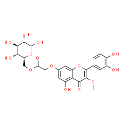 ChemSpider 2D Image | 6-O-({[2-(3,4-Dihydroxyphenyl)-5-hydroxy-3-methoxy-4-oxo-4H-chromen-7-yl]oxy}acetyl)-L-glucopyranose | C24H24O14
