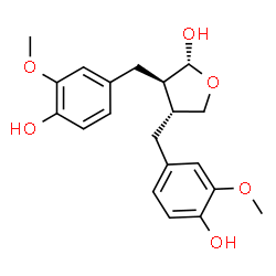 ChemSpider 2D Image | (2R,3R,4R)-3,4-Bis(4-hydroxy-3-methoxybenzyl)tetrahydro-2-furanol | C20H24O6