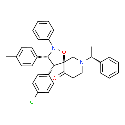 ChemSpider 2D Image | (3R,4R,5S)-4-(4-Chlorophenyl)-3-(4-methylphenyl)-2-phenyl-7-[(1R)-1-phenylethyl]-1-oxa-2,7-diazaspiro[4.5]decan-10-one | C34H33ClN2O2