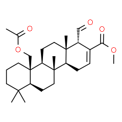 ChemSpider 2D Image | Methyl (1S,4aS,4bS,6aS,10aR,10bS,12aS)-10a-(acetoxymethyl)-1-formyl-4b,7,7,12a-tetramethyl-1,4,4a,4b,5,6,6a,7,8,9,10,10a,10b,11,12,12a-hexadecahydro-2-chrysenecarboxylate | C28H42O5