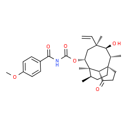 ChemSpider 2D Image | (1S,2R,3S,4S,6R,7R,8S,14R)-3-Hydroxy-2,4,7,14-tetramethyl-9-oxo-4-vinyltricyclo[5.4.3.0~1,8~]tetradec-6-yl (4-methoxybenzoyl)carbamate | C29H39NO6