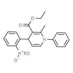 ChemSpider 2D Image | Ethyl 2-methyl-4-(2-nitrophenyl)-1-phenyl-1,4-dihydro-3-pyridinecarboxylate | C21H20N2O4