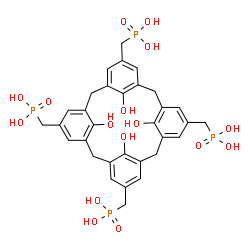 ChemSpider 2D Image | {[25,26,27,28-Tetrahydroxypentacyclo[19.3.1.1~3,7~.1~9,13~.1~15,19~]octacosa-1(25),3(28),4,6,9(27),10,12,15(26),16,18,21,23-dodecaene-5,11,17,23-tetrayl]tetrakis(methylene)}tetrakis(phosphonic acid) | C32H36O16P4
