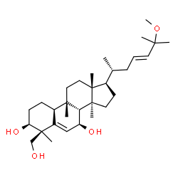 ChemSpider 2D Image | (1S,4S,7S,9beta,10S,23E)-25-Methoxy-9,10,14-trimethyl-4,9-cyclo-9,10-secocholesta-5,23-diene-1,7,19-triol | C31H52O4