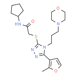 ChemSpider 2D Image | N-Cyclopentyl-2-({5-(2-methyl-3-furyl)-4-[3-(4-morpholinyl)propyl]-4H-1,2,4-triazol-3-yl}sulfanyl)acetamide | C21H31N5O3S