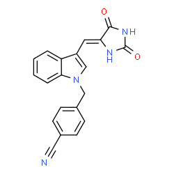 ChemSpider 2D Image | 4-({3-[(Z)-(2,5-Dioxo-4-imidazolidinylidene)methyl]-1H-indol-1-yl}methyl)benzonitrile | C20H14N4O2