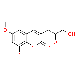 ChemSpider 2D Image | 3-(2,3-Dihydroxypropyl)-8-hydroxy-6-methoxy-2H-chromen-2-one | C13H14O6