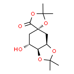 ChemSpider 2D Image | (3aR,5S,7R,7aS)-7-Hydroxy-2,2,2',2'-tetramethyltetrahydro-4H-spiro[1,3-benzodioxole-5,4'-[1,3]dioxolan]-5'-one | C13H20O6