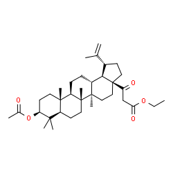 ChemSpider 2D Image | Ethyl 3-[(1R,3aS,5aR,5bR,7aR,9S,11aR,11bR,13aR,13bR)-9-acetoxy-1-isopropenyl-5a,5b,8,8,11a-pentamethylicosahydro-3aH-cyclopenta[a]chrysen-3a-yl]-3-oxopropanoate | C36H56O5