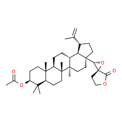 ChemSpider 2D Image | (1R,3aS,5aR,5bR,7aR,9S,11aR,11bR,13aR,13bR)-1-Isopropenyl-5a,5b,8,8,11a-pentamethyl-3a-[(2S,3S)-4-oxo-1,5-dioxaspiro[2.4]hept-2-yl]icosahydro-1H-cyclopenta[a]chrysen-9-yl acetate | C36H54O5