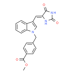 ChemSpider 2D Image | Methyl 4-({3-[(Z)-(2,5-dioxo-4-imidazolidinylidene)methyl]-1H-indol-1-yl}methyl)benzoate | C21H17N3O4