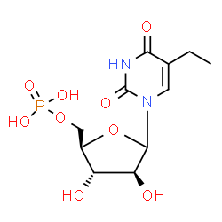ChemSpider 2D Image | 5-Ethyl-1-(5-O-phosphono-D-arabinofuranosyl)-2,4(1H,3H)-pyrimidinedione | C11H17N2O9P