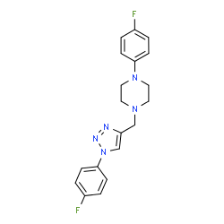 ChemSpider 2D Image | 1-(4-Fluorophenyl)-4-{[1-(4-fluorophenyl)-1H-1,2,3-triazol-4-yl]methyl}piperazine | C19H19F2N5