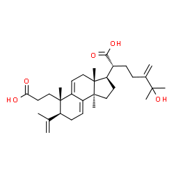 ChemSpider 2D Image | (2R)-2-[(3R,3aR,6S,7S,9bR)-6-(2-Carboxyethyl)-7-isopropenyl-3a,6,9b-trimethyl-2,3,3a,4,6,7,8,9b-octahydro-1H-cyclopenta[a]naphthalen-3-yl]-6-hydroxy-6-methyl-5-methyleneheptanoic acid | C31H46O5