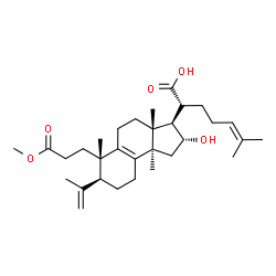 ChemSpider 2D Image | (2R)-2-[(2R,3R,3aR,6S,7S,9bR)-2-Hydroxy-7-isopropenyl-6-(3-methoxy-3-oxopropyl)-3a,6,9b-trimethyl-2,3,3a,4,5,6,7,8,9,9b-decahydro-1H-cyclopenta[a]naphthalen-3-yl]-6-methyl-5-heptenoic acid | C31H48O5