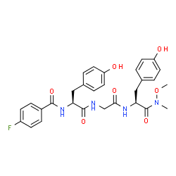 ChemSpider 2D Image | N-(4-Fluorobenzoyl)-L-tyrosylglycyl-N-methoxy-N-methyl-L-tyrosinamide | C29H31FN4O7