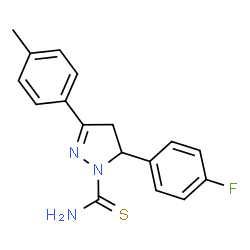 ChemSpider 2D Image | 5-(4-Fluorophenyl)-3-(4-methylphenyl)-4,5-dihydro-1H-pyrazole-1-carbothioamide | C17H16FN3S